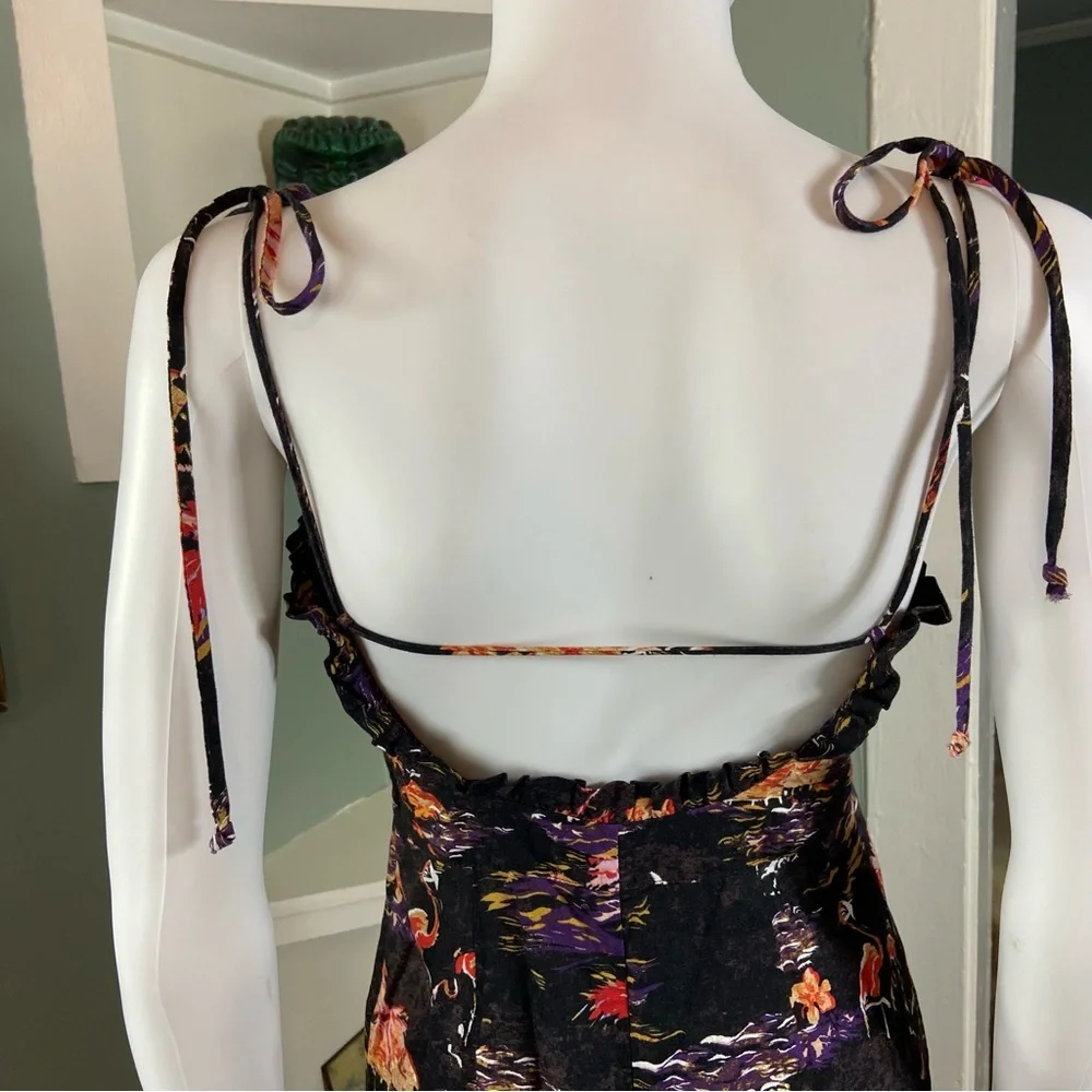 Free People Beach Party Paradise Flamingo Hawaiian Midi Sun Dress Linen Blend 0 - Picture 16 of 16